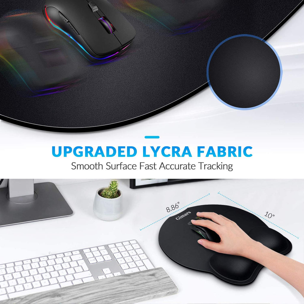 Mouse Pad Wrist Support [2 Pack], Upgrade Smooth Superfine Fibre Memory round Foam Ergonomic Mousepad with Nonslip Base for Laptop, Computer, Gaming, Office