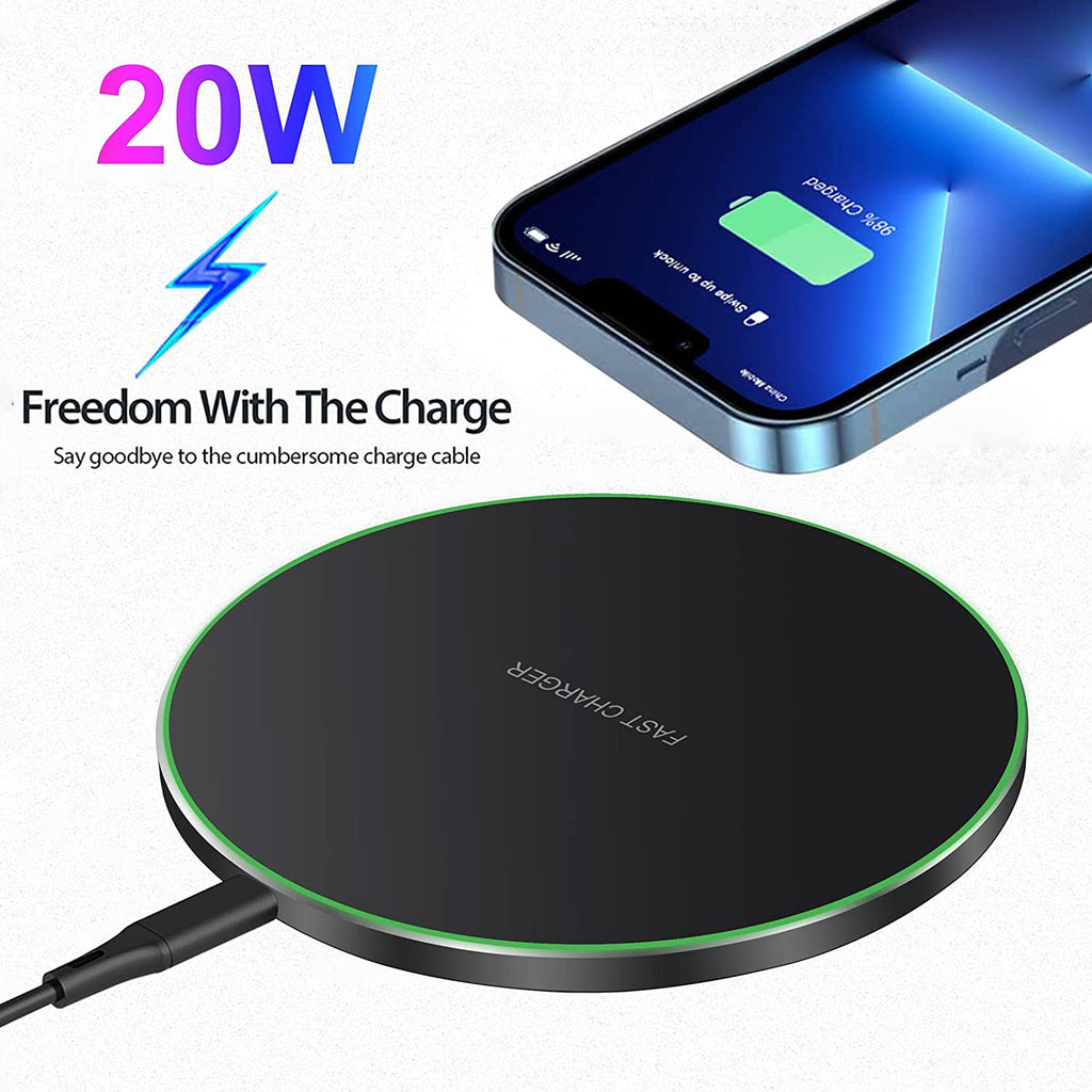 Fast Wireless Charger,20W Max Wireless Charging Pad Compatible with Iphone 17/17 Pro/16/15/14/13/12/Se/Xs Max/Xr,Airpods; Wireless Charge Mat for Samsung Galaxy S25/S24/Note,Pixel/Lg