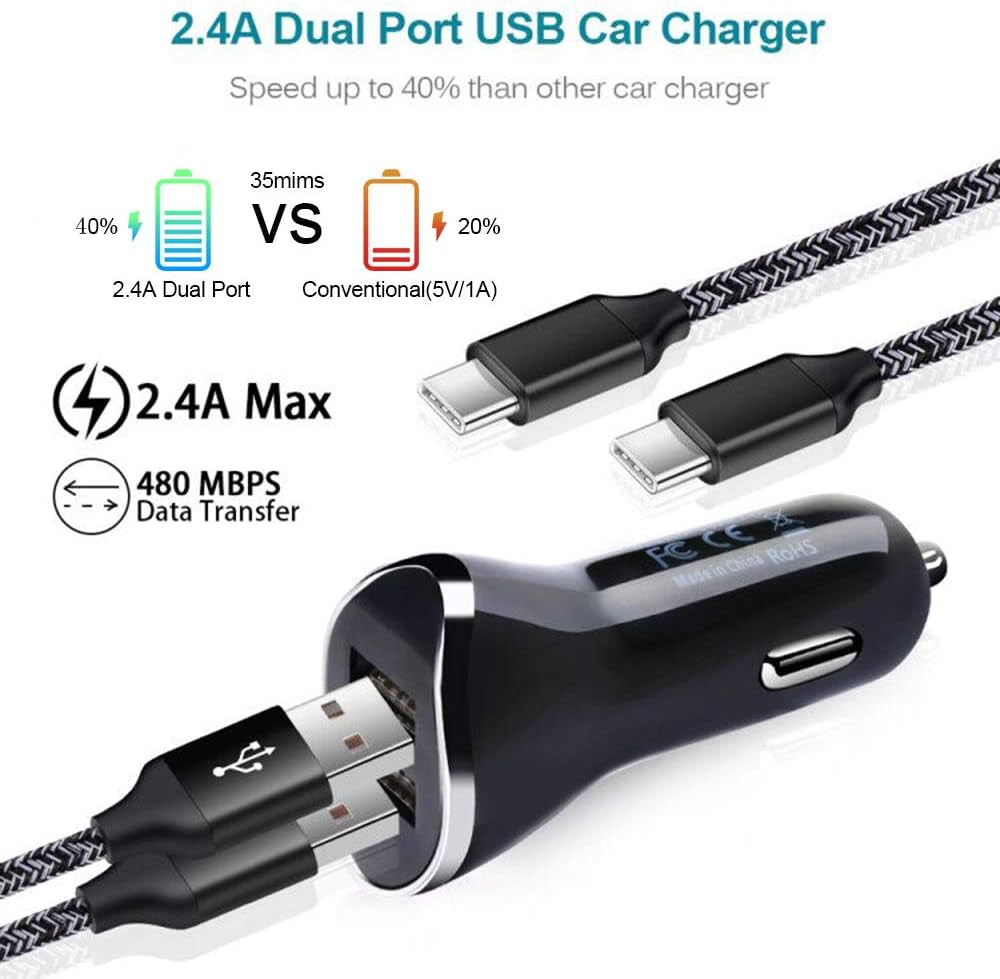USB Type C Charger Cable for Samsung Galaxy A17 A16 A35 A26 A36 A56 A15 A25 A55 S25 Ultra A14 A54 A13 A23 A53 A32 S23 S22 S21 S20 S10E S10,Android Phone Car Charger Wall Adapter+Fast Charging Cord 6FT