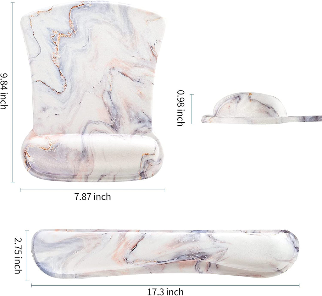 Keyboard Wrist Rest Pad and Mouse Wrist Rest Support Mouse Pad Set,Sturdy & Comfortable & Lightweight for Easy Typing & Pain Relief-Ergonomic Support (Marble)