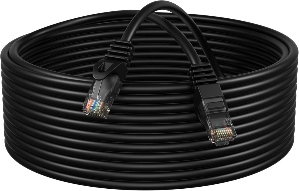 Cat6 50FT Network Ethernet Patch Cable, 550Mhz Internet Wire, Compatible with PC, Laptop, Modem, Router, Tvs, Printer Cord, Consoles for Home and Office, Black