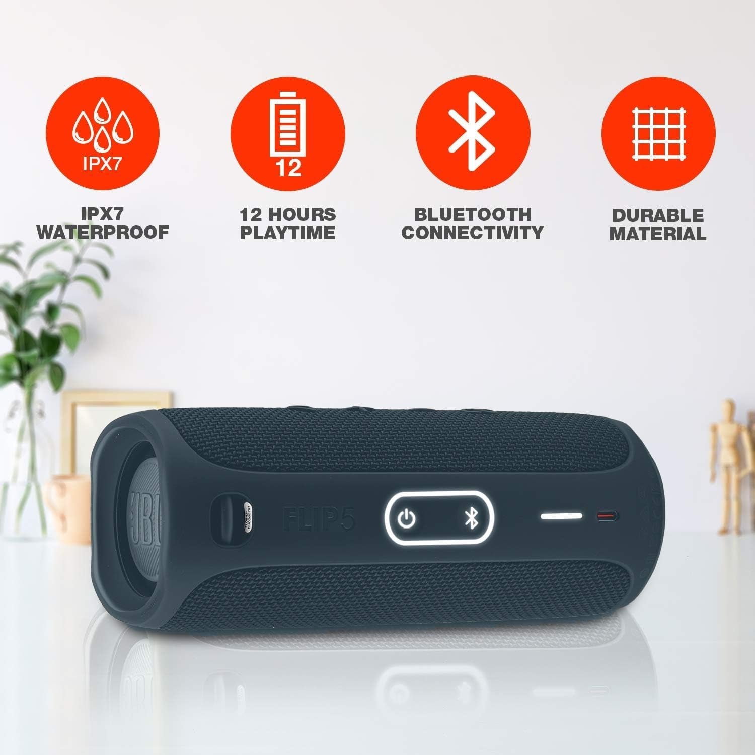 Flip 5: Portable Wireless Bluetooth Speaker, IPX7 Waterproof - Blue - Boomph'S Comprehensive Ultimate Performance Cloth Solution for Your On-The-Go Sound