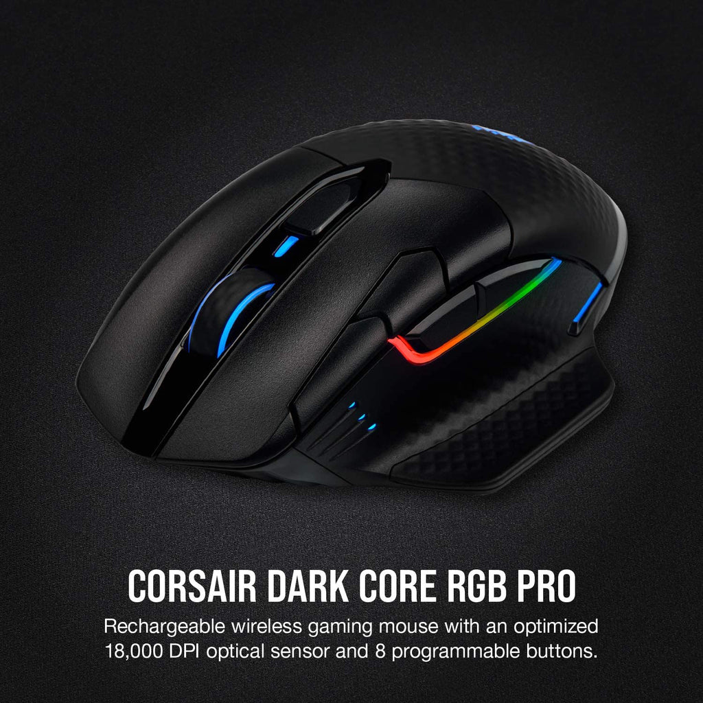 Dark Core RGB Pro, Wireless FPS/MOBA Gaming Optical Mouse with Slipstream Technology, Black, Backlit RGB LED, 18000 DPI, Optical,Ch-9315411-Na