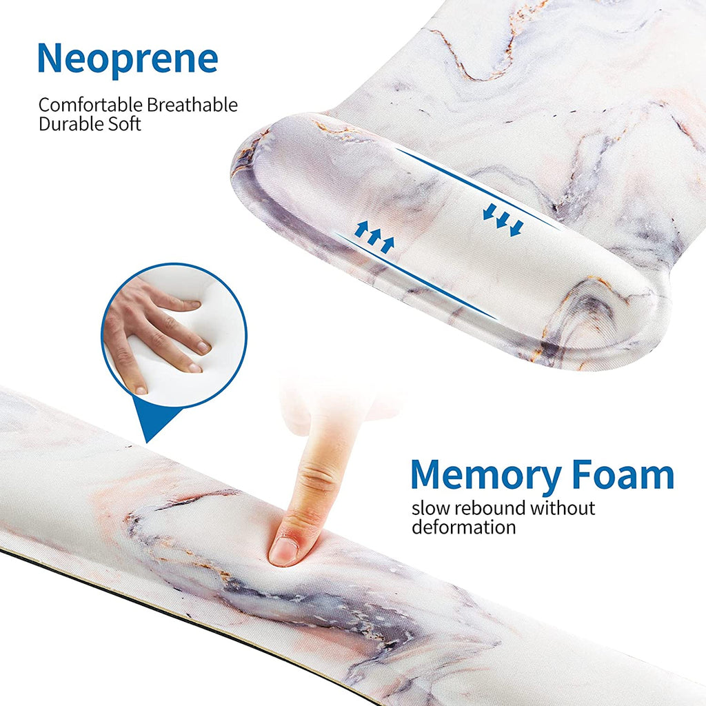 Keyboard Wrist Rest Pad and Mouse Wrist Rest Support Mouse Pad Set,Sturdy & Comfortable & Lightweight for Easy Typing & Pain Relief-Ergonomic Support (Marble)
