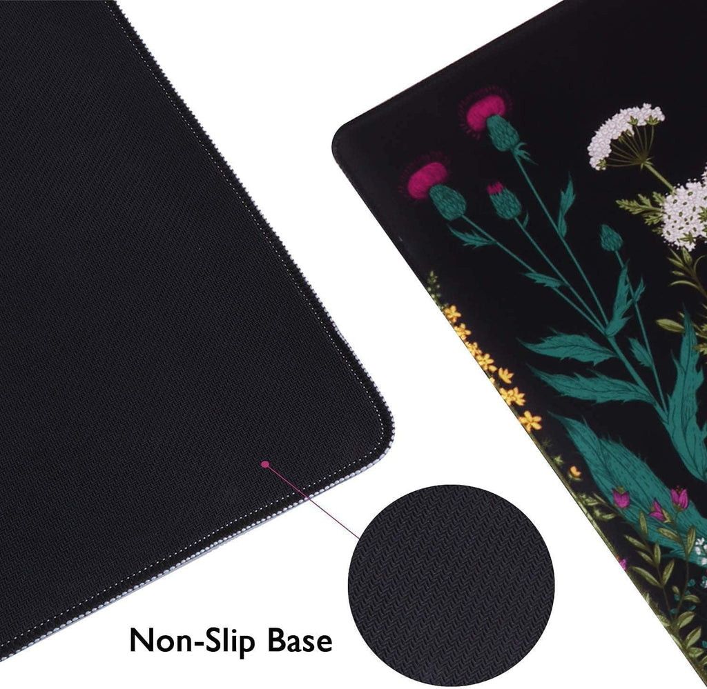 Desk Mat, Big Desk Pad, XXL Extended Gaming Mouse Pad, Large Mouse Pad for Desk Protector, Rubber Base Mousepad with Stitched Edges, Keyboard Mouse Mat for Work, Game, Office, Home - Weeds