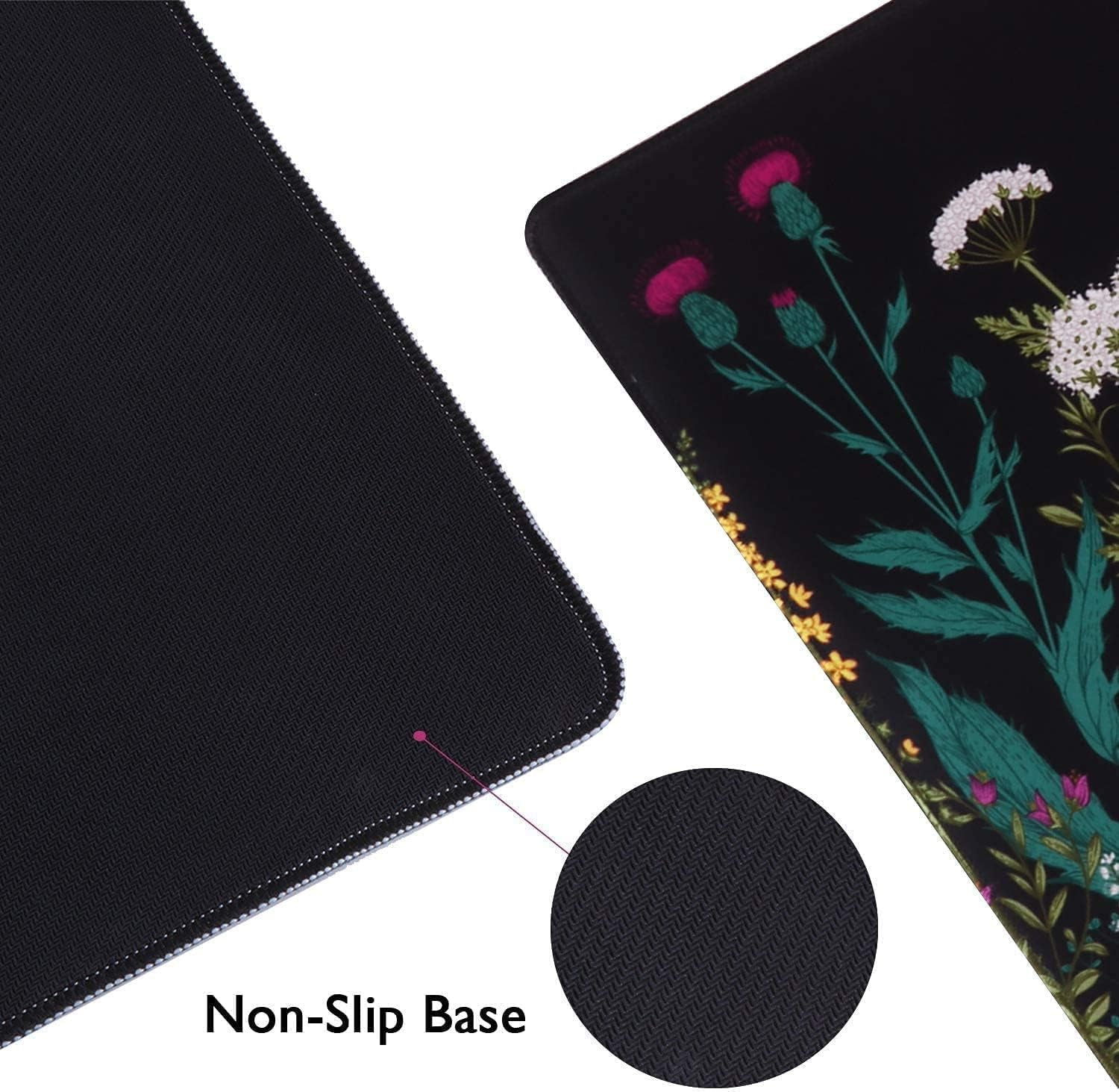 Desk Mat, Big Desk Pad, XXL Extended Gaming Mouse Pad, Large Mouse Pad for Desk Protector, Rubber Base Mousepad with Stitched Edges, Keyboard Mouse Mat for Work, Game, Office, Home - Weeds