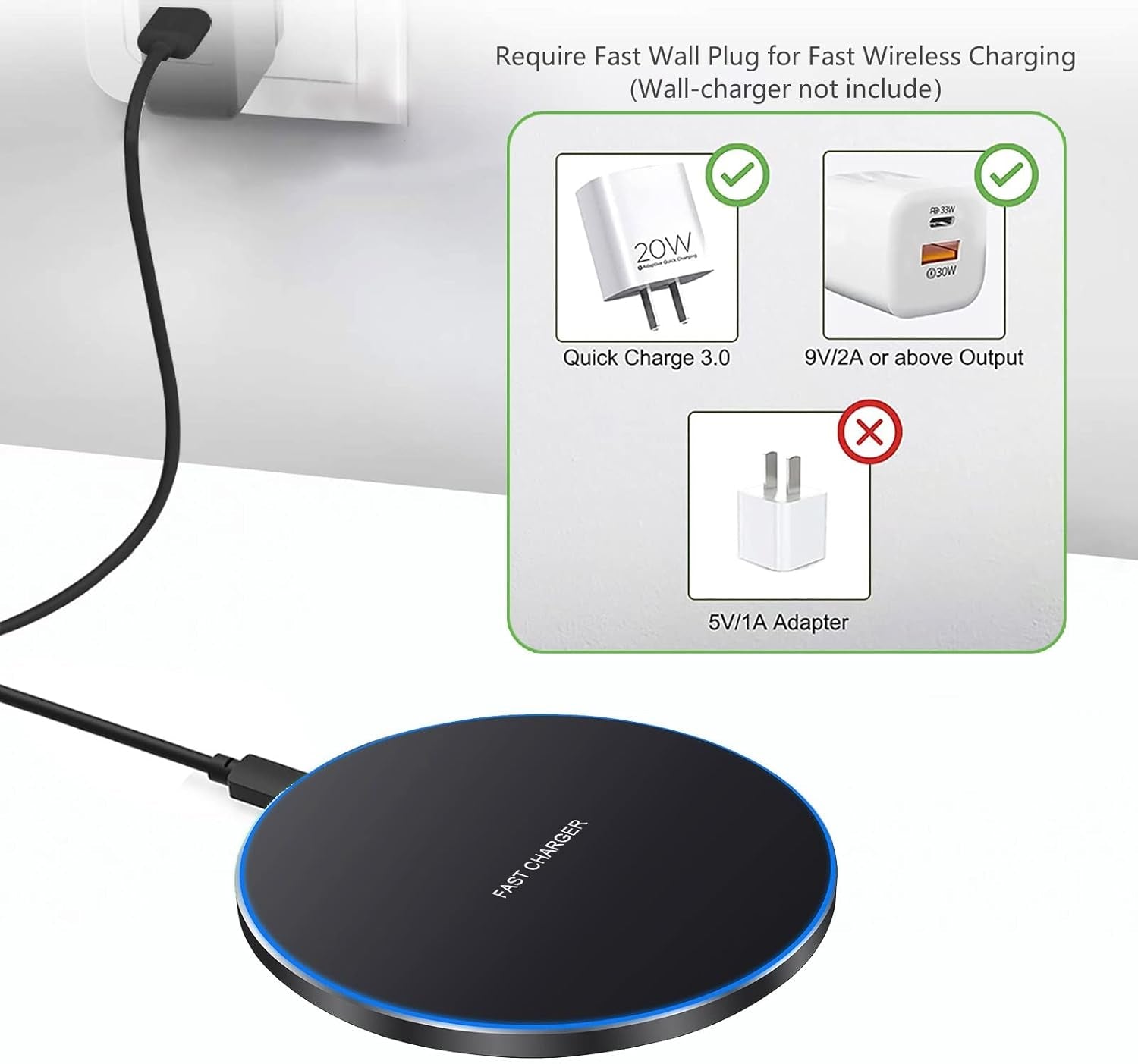 Fast Wireless Charger,20W Max Wireless Charging Pad Compatible with Iphone 17/17 Pro/16/15/14/13/12/Se/Xs Max/Xr,Airpods; Wireless Charge Mat for Samsung Galaxy S25/S24/Note,Pixel/Lg